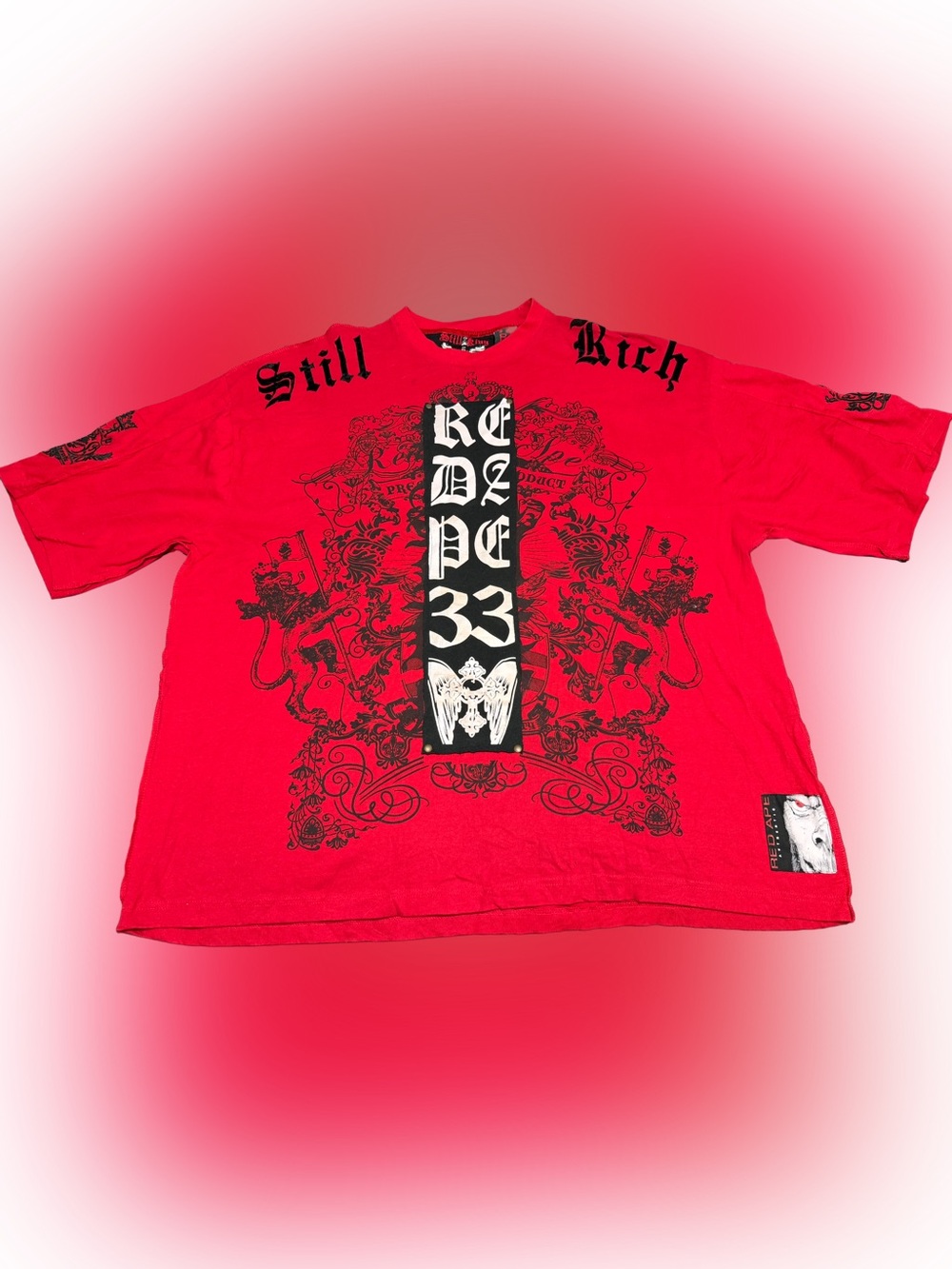 Red Ape Shirt Mens 4XL “Still King” Short Sleeve Hip Hop Streetwear Patch Y2K